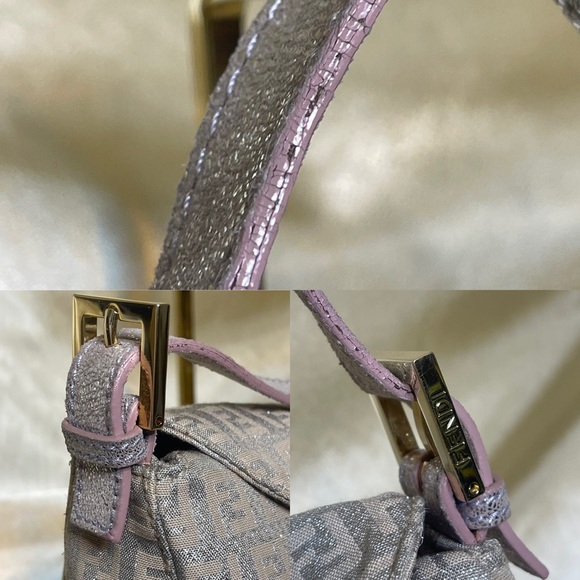 💕SOLD💕Fendi vintage zucchino monogram logo mama baguette rose gold shimmer - Picture 14 of 16